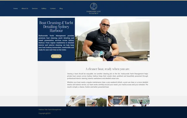 Harbourside Yacht Management website rebuild in progress; original design by another company