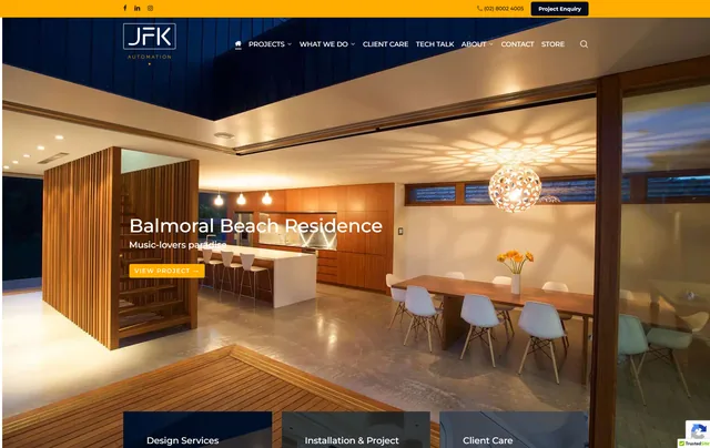 Screenshot of the JFK Automation homepage, supplied by WOTS